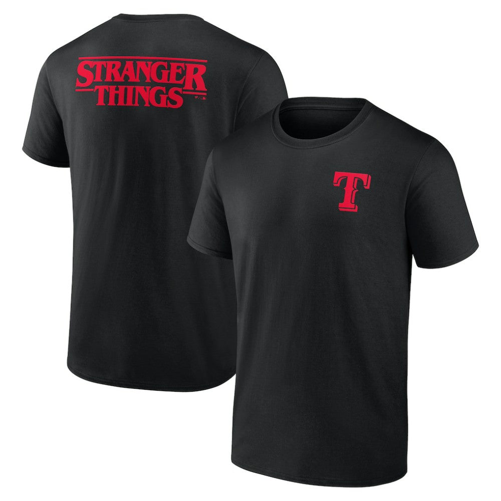 Texas Rangers Stranger Things Graphic T-Shirt Black