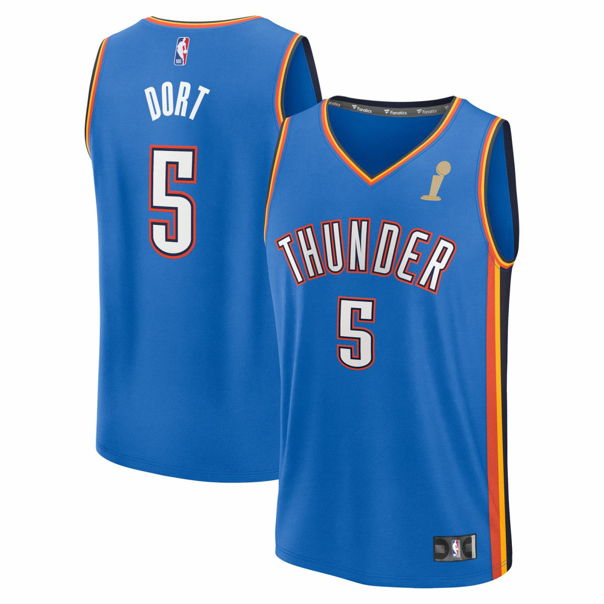 Luguentz Dort Oklahoma City Thunder 2025 NBA Finals Champions Fast Break Replica Player Jersey - Blue - Icon Edition