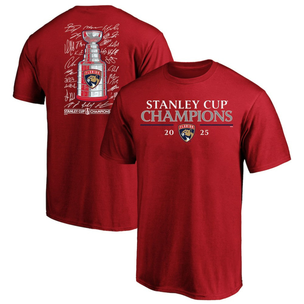Florida Panthers Fanatics 2025 Stanley Cup Champions Big & Tall Roster T-Shirt Red