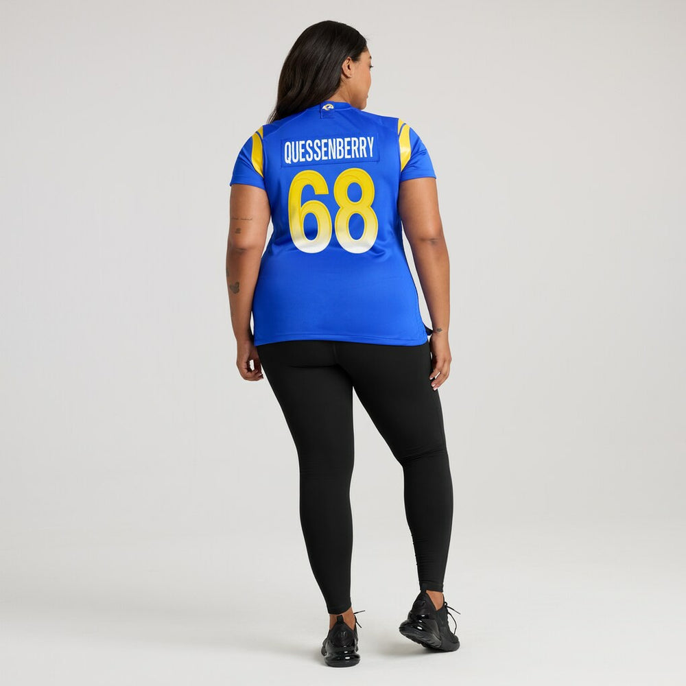 David Quessenberry Los Angeles Rams Women's Team Game Jersey - Royal