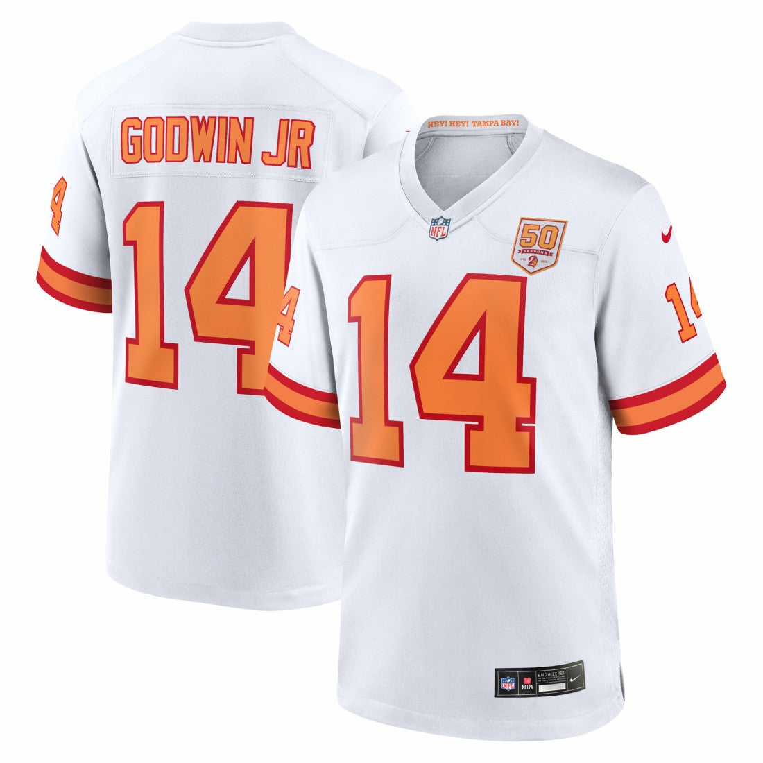 Chris Godwin Jr. '76 Tampa Bay Buccaneers 50th Season Game Jersey - White