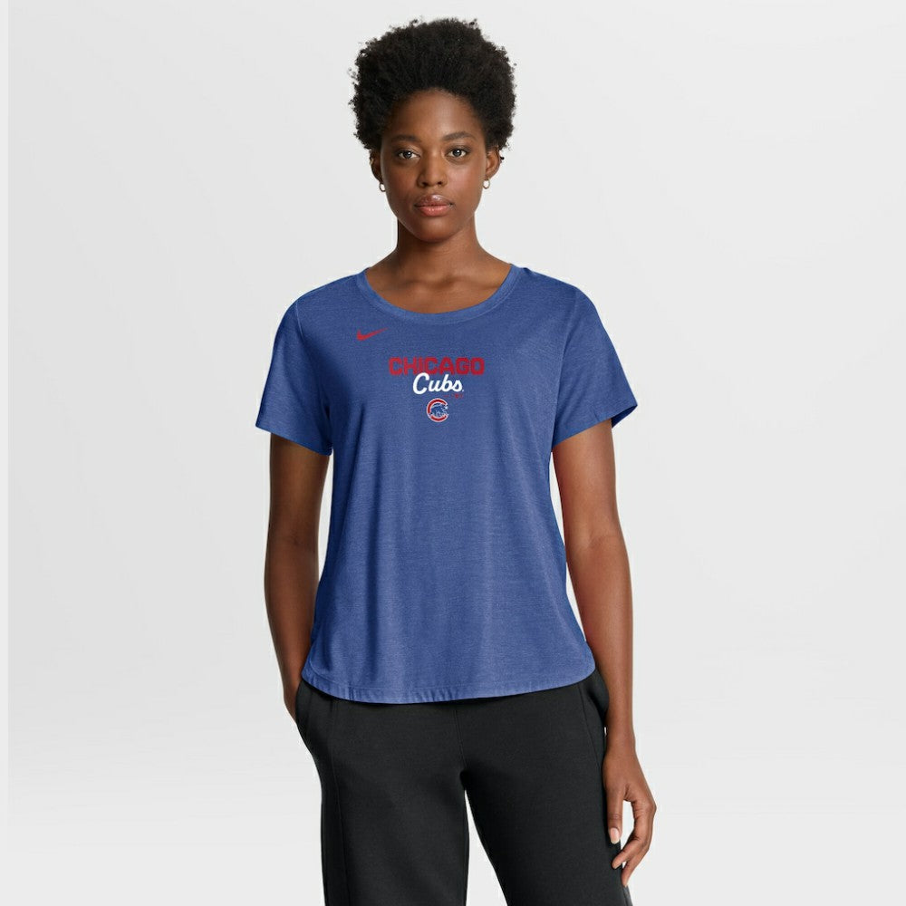Chicago Cubs Women's Arched Tri-Blend T-Shirt Heather Royal | Nike