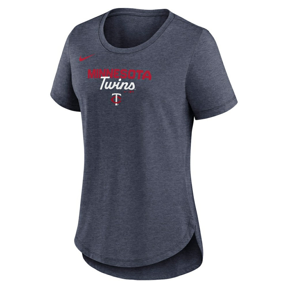 Minnesota Twins Women's Arched Tri-Blend T-Shirt Heather Navy | Nike