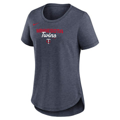 Minnesota Twins Women's Arched Tri-Blend T-Shirt Heather Navy | Nike