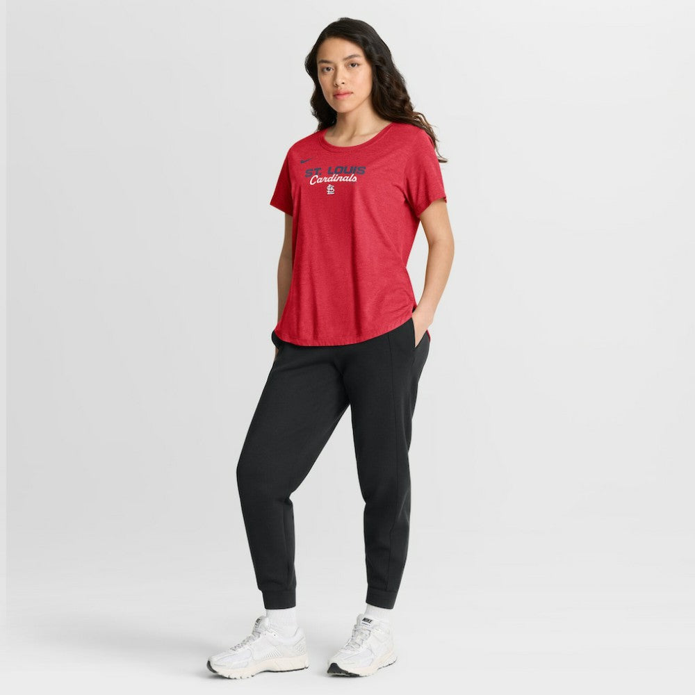 St. Louis Cardinals Women's Arched Tri-Blend T-Shirt Heather Red | Nike