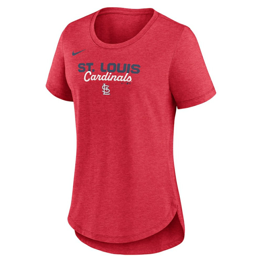St. Louis Cardinals Women's Arched Tri-Blend T-Shirt Heather Red | Nike