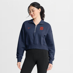 Detroit Tigers Women's Primetime Phoenix Fleece Half-Zip Sweatshirt Navy | Nike