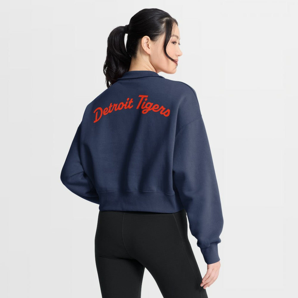 Detroit Tigers Women's Primetime Phoenix Fleece Half-Zip Sweatshirt Navy | Nike