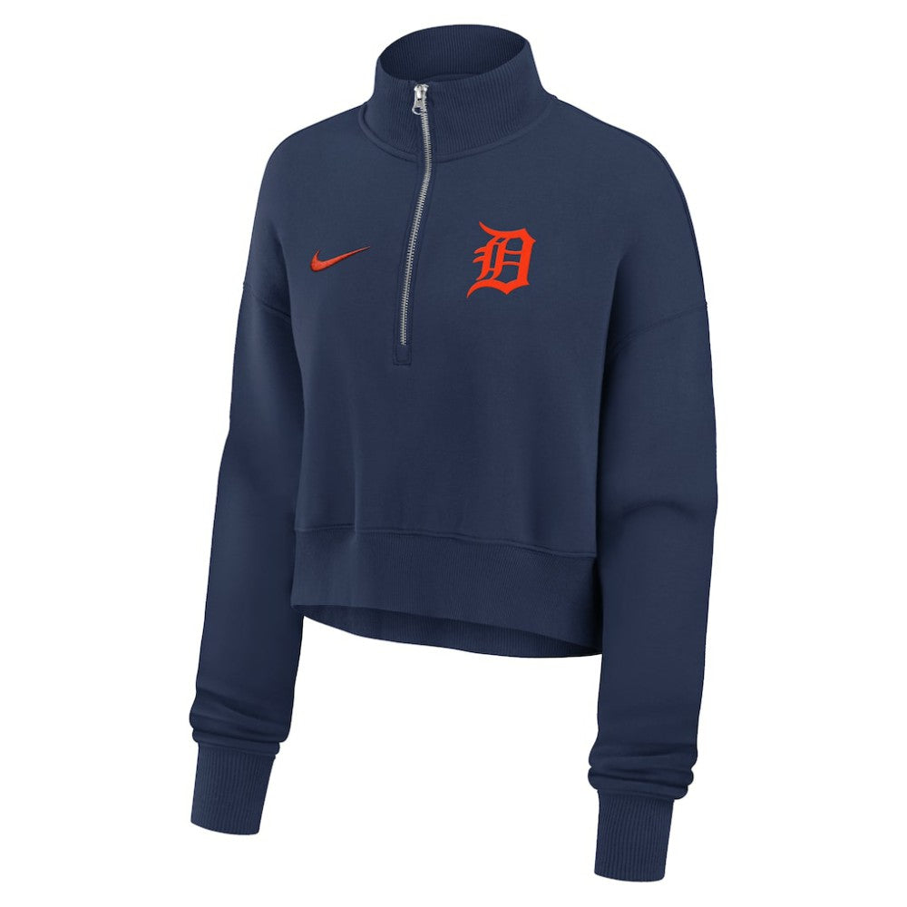 Detroit Tigers Women's Primetime Phoenix Fleece Half-Zip Sweatshirt Navy | Nike