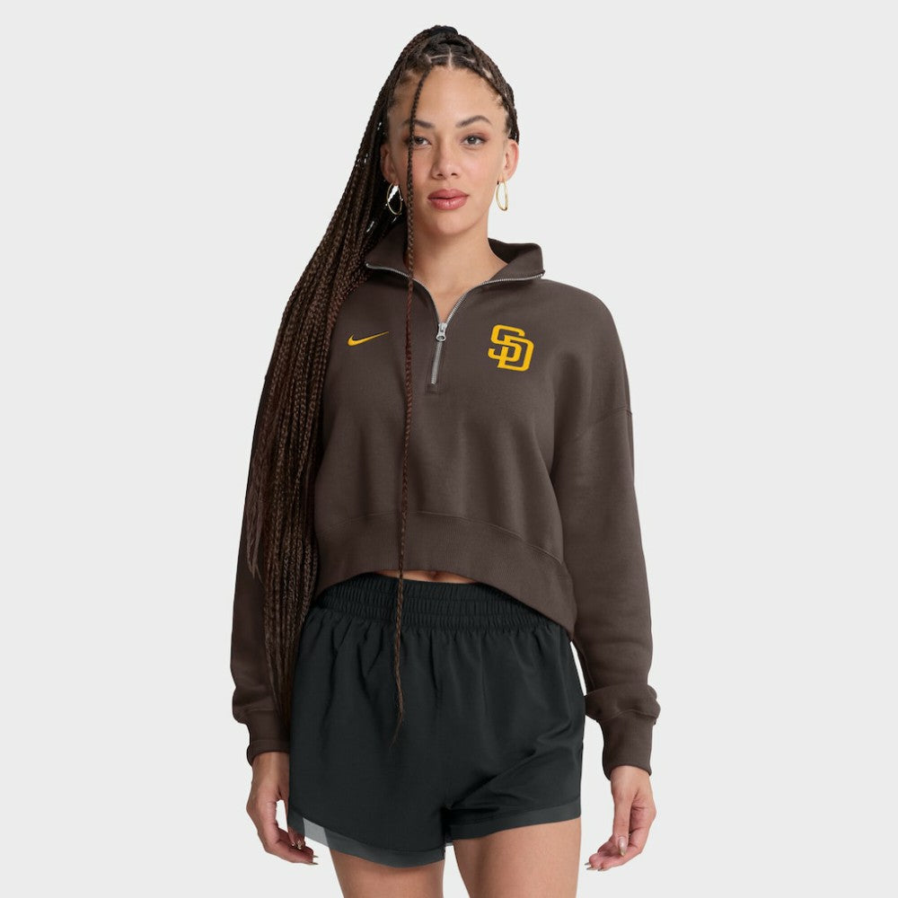San Diego Padres Women's Primetime Phoenix Fleece Half-Zip Sweatshirt Brown | Nike