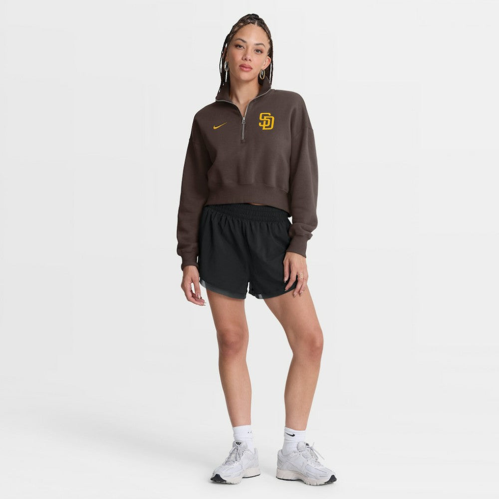 San Diego Padres Women's Primetime Phoenix Fleece Half-Zip Sweatshirt Brown | Nike