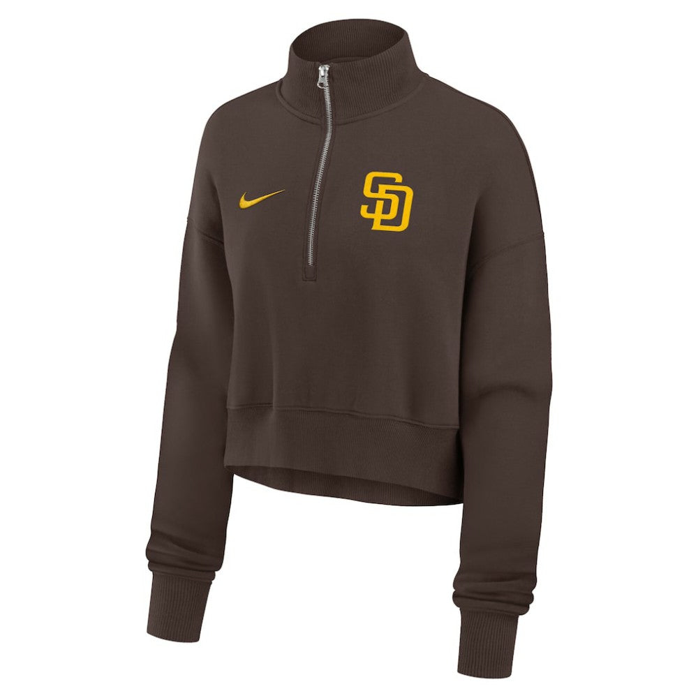 San Diego Padres Women's Primetime Phoenix Fleece Half-Zip Sweatshirt Brown | Nike