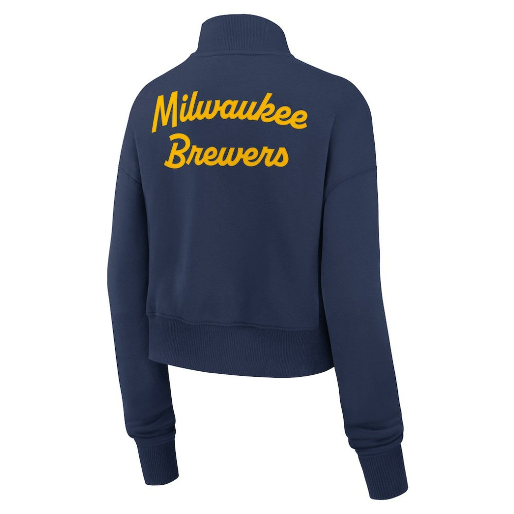 Milwaukee Brewers Women's Primetime Phoenix Fleece Half-Zip Sweatshirt Navy | Nike