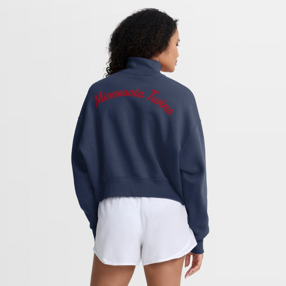 Minnesota Twins Women's Primetime Phoenix Fleece Half-Zip Sweatshirt Navy | Nike