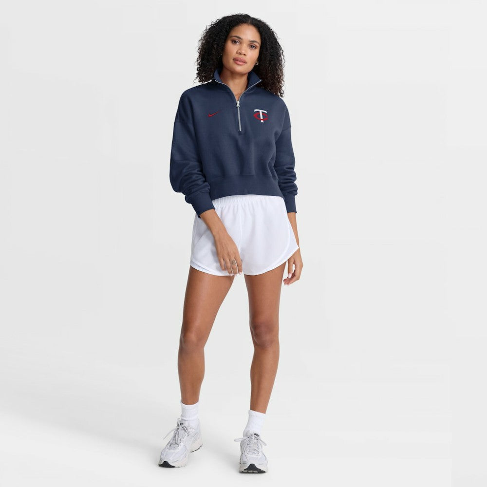 Minnesota Twins Women's Primetime Phoenix Fleece Half-Zip Sweatshirt Navy | Nike