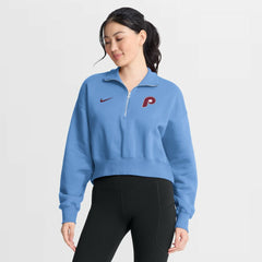 Philadelphia Phillies Women's Primetime Phoenix Fleece Half-Zip Sweatshirt Light Blue | Nike