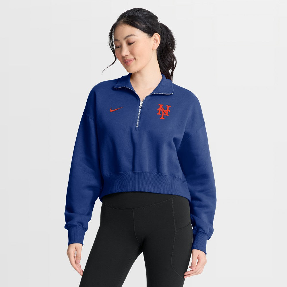 New York Mets Women's Primetime Phoenix Fleece Half-Zip Sweatshirt Royal | Nike