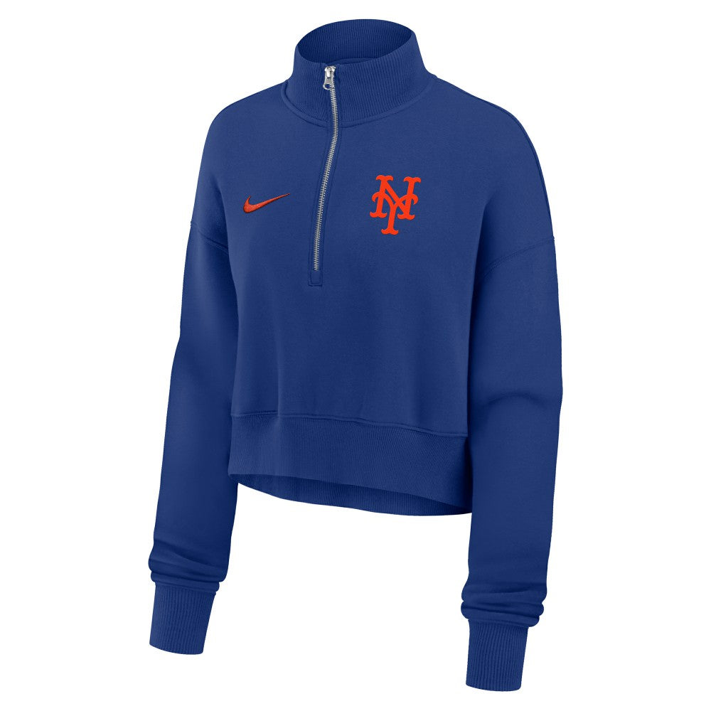 New York Mets Women's Primetime Phoenix Fleece Half-Zip Sweatshirt Royal | Nike