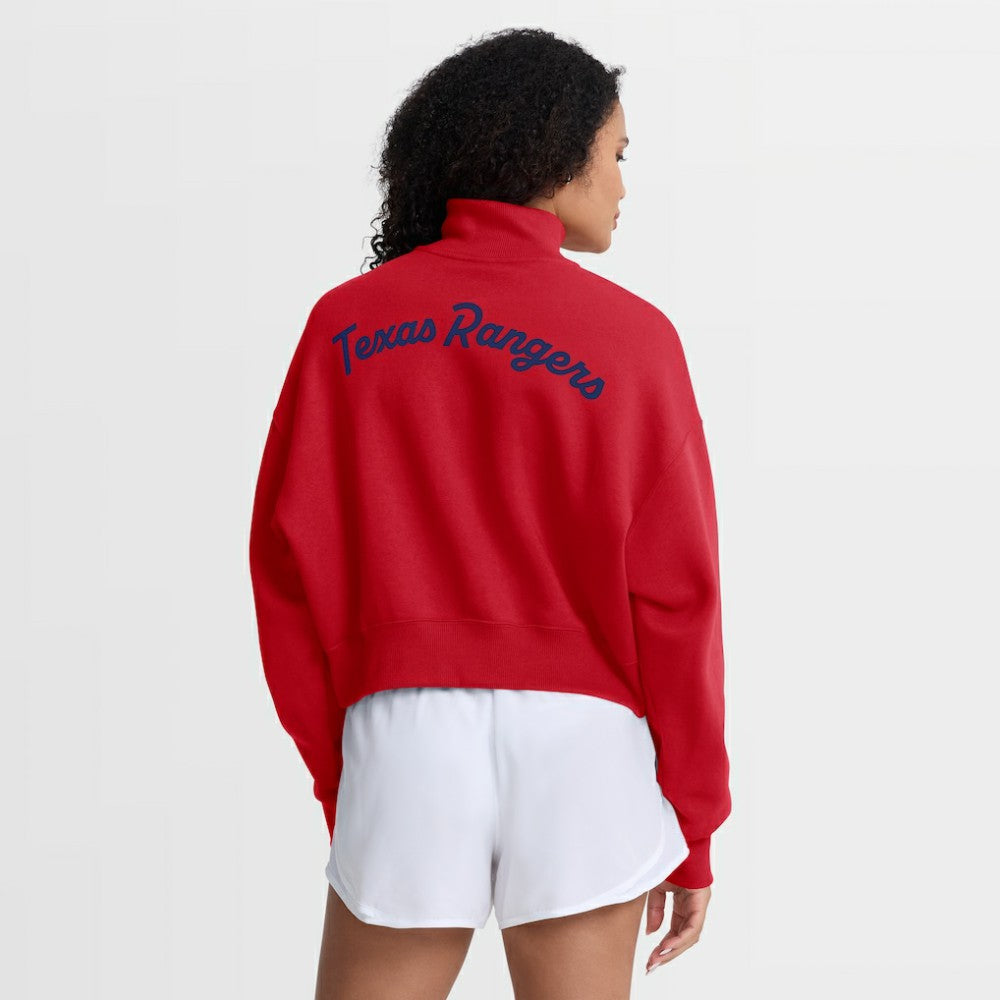 Texas Rangers Women's Primetime Phoenix Fleece Half-Zip Sweatshirt Red | Nike