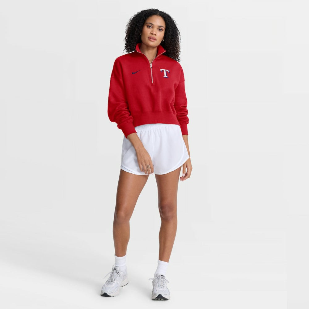 Texas Rangers Women's Primetime Phoenix Fleece Half-Zip Sweatshirt Red | Nike