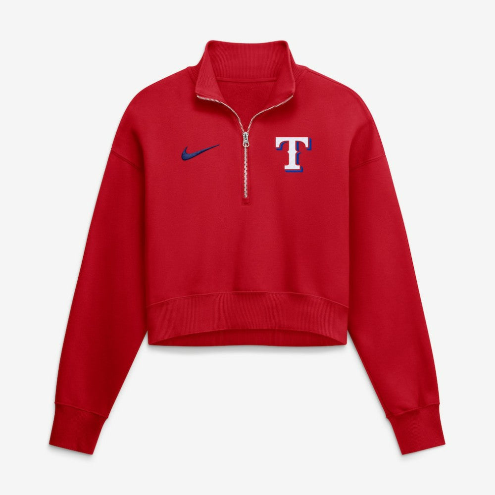 Texas Rangers Women's Primetime Phoenix Fleece Half-Zip Sweatshirt Red | Nike