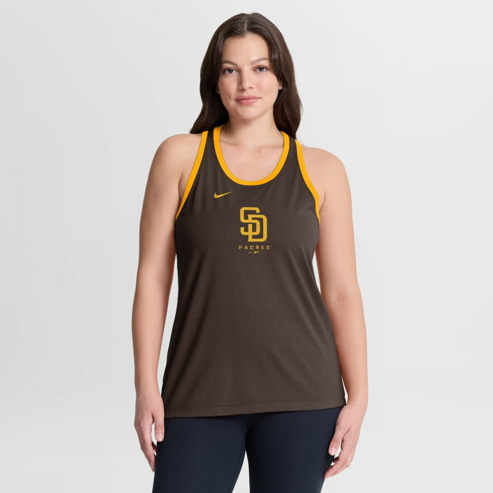 San Diego Padres Women's Tri-Blend Dri-FIT Racerback Tank Top Brown | Nike
