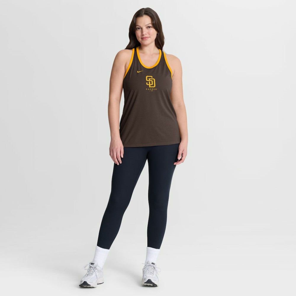 San Diego Padres Women's Tri-Blend Dri-FIT Racerback Tank Top Brown | Nike