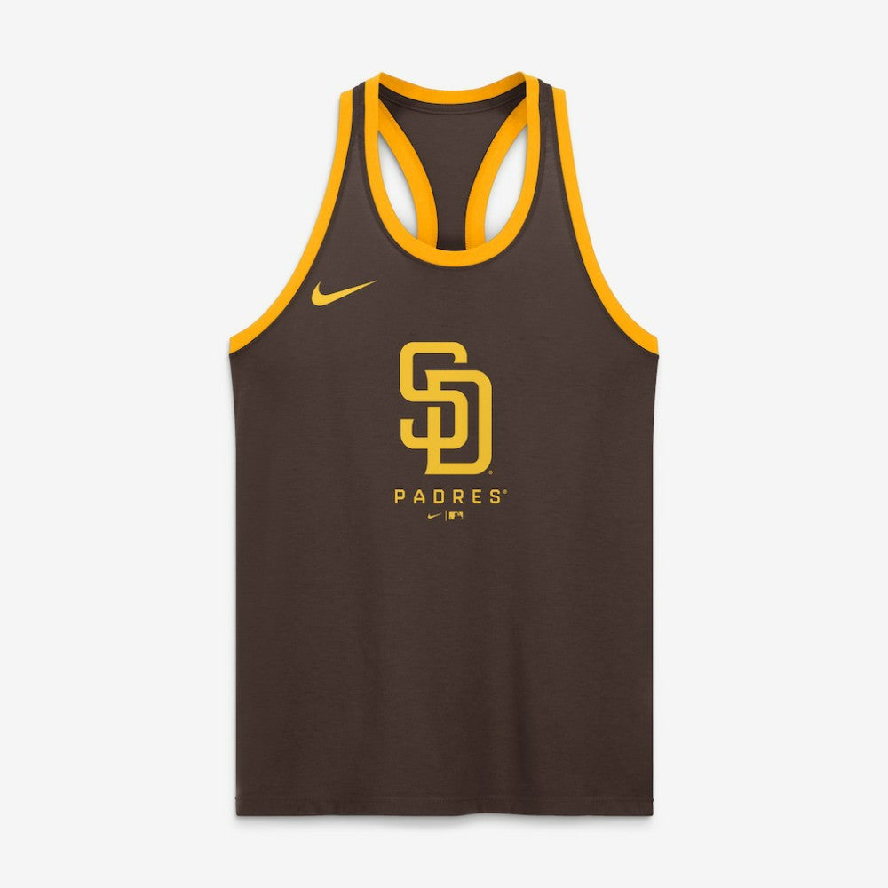 San Diego Padres Women's Tri-Blend Dri-FIT Racerback Tank Top Brown | Nike