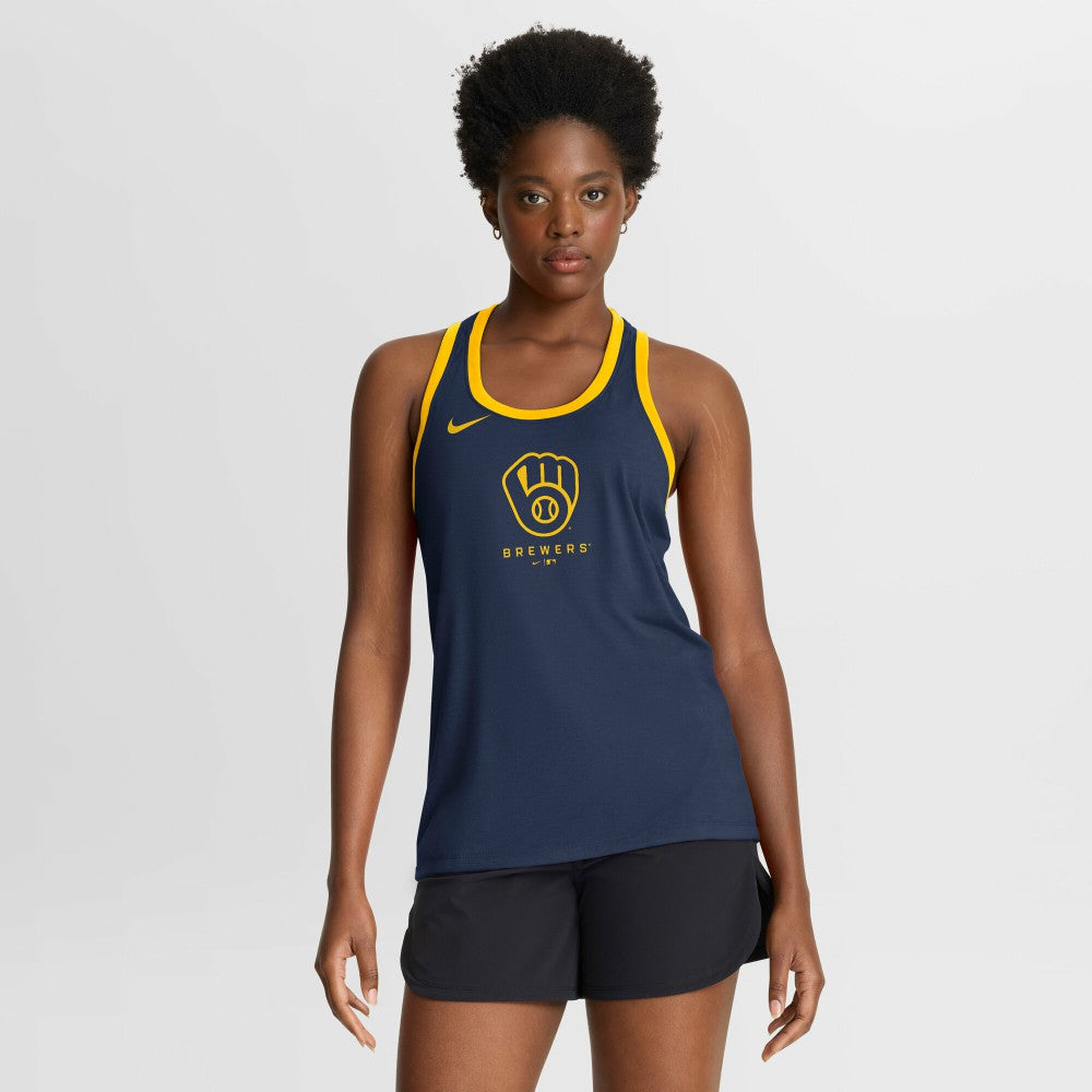 Milwaukee Brewers Women's Tri-Blend Dri-FIT Racerback Tank Top Navy | Nike