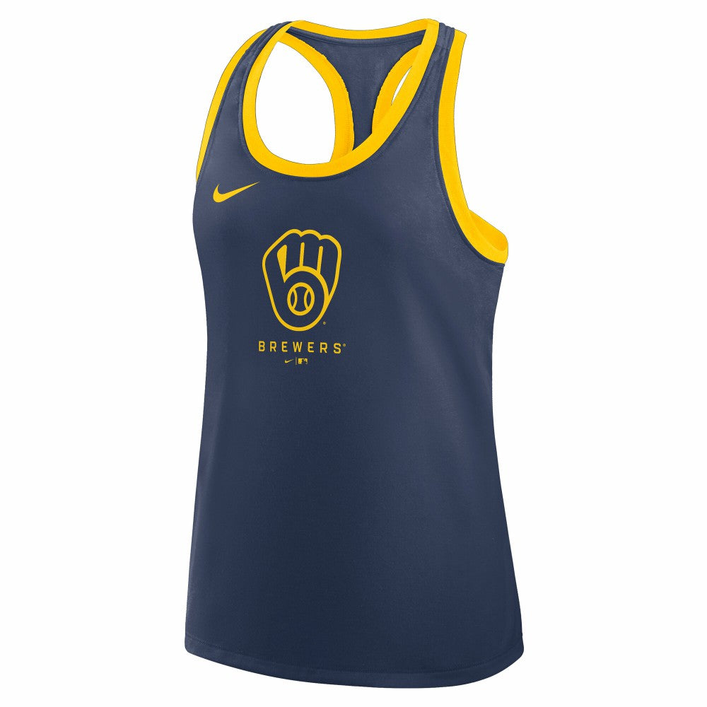 Milwaukee Brewers Women's Tri-Blend Dri-FIT Racerback Tank Top Navy | Nike