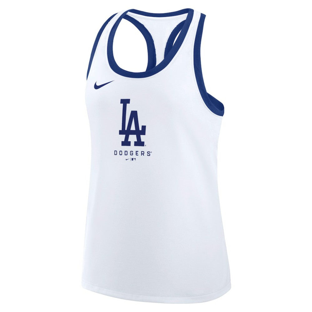 Los Angeles Dodgers Women's Tri-Blend Dri-FIT Racerback Tank Top White | Nike