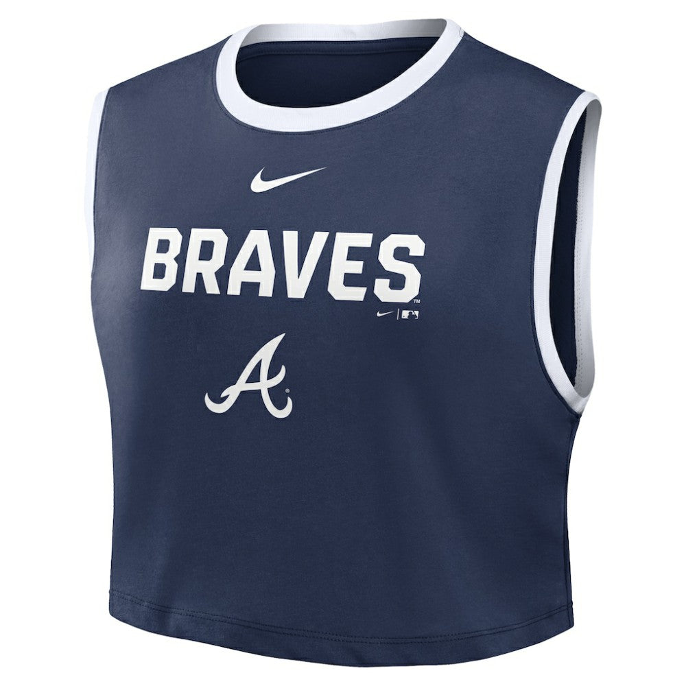 Atlanta Braves Women's Primetime Loose Dri-FIT Cropped Tank Top Navy | Nike