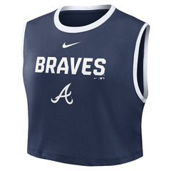 Atlanta Braves Women's Primetime Loose Dri-FIT Cropped Tank Top Navy | Nike