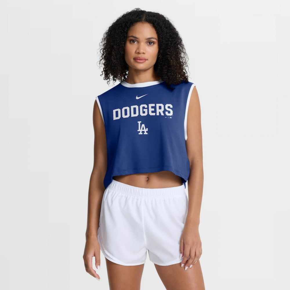 Los Angeles Dodgers Women's Primetime Loose Dri-FIT Cropped Tank Top Royal | Nike
