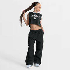 Los Angeles Dodgers Women's Primetime Loose Dri-FIT Cropped Tank Top Black | Nike