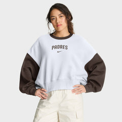 San Diego Padres Women's Oversized High Hip Fleece Sweatshirt White/Brown | Nike