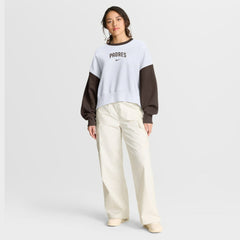 San Diego Padres Women's Oversized High Hip Fleece Sweatshirt White/Brown | Nike