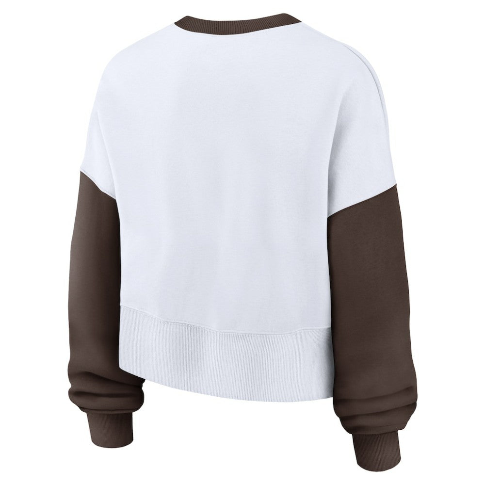 San Diego Padres Women's Oversized High Hip Fleece Sweatshirt White/Brown | Nike