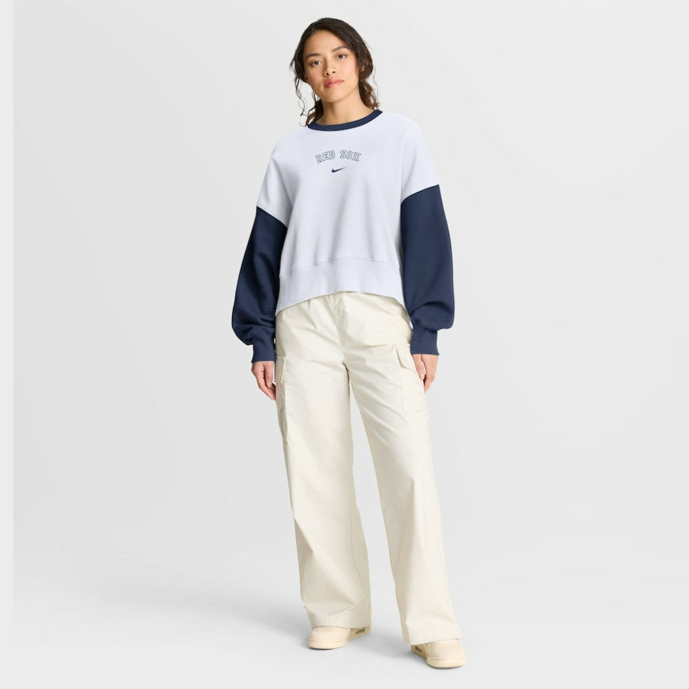 Boston Red Sox Women's Oversized High Hip Fleece Sweatshirt White/Navy | Nike