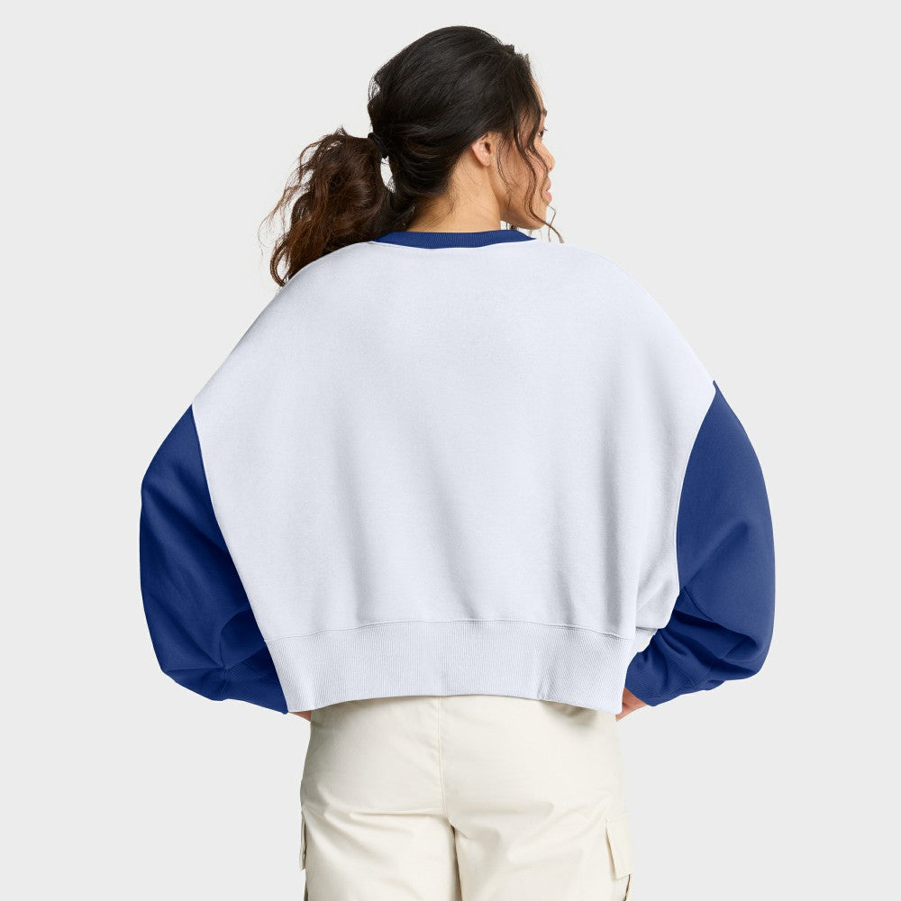 Los Angeles Dodgers Women's Oversized High Hip Fleece Sweatshirt White/Royal | Nike