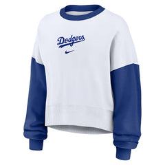 Los Angeles Dodgers Women's Oversized High Hip Fleece Sweatshirt White/Royal | Nike