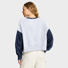 Cleveland Guardians Women's Oversized High Hip Fleece Sweatshirt White/Navy | Nike
