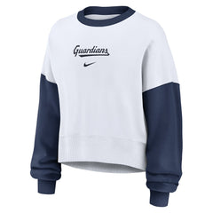 Cleveland Guardians Women's Oversized High Hip Fleece Sweatshirt White/Navy | Nike