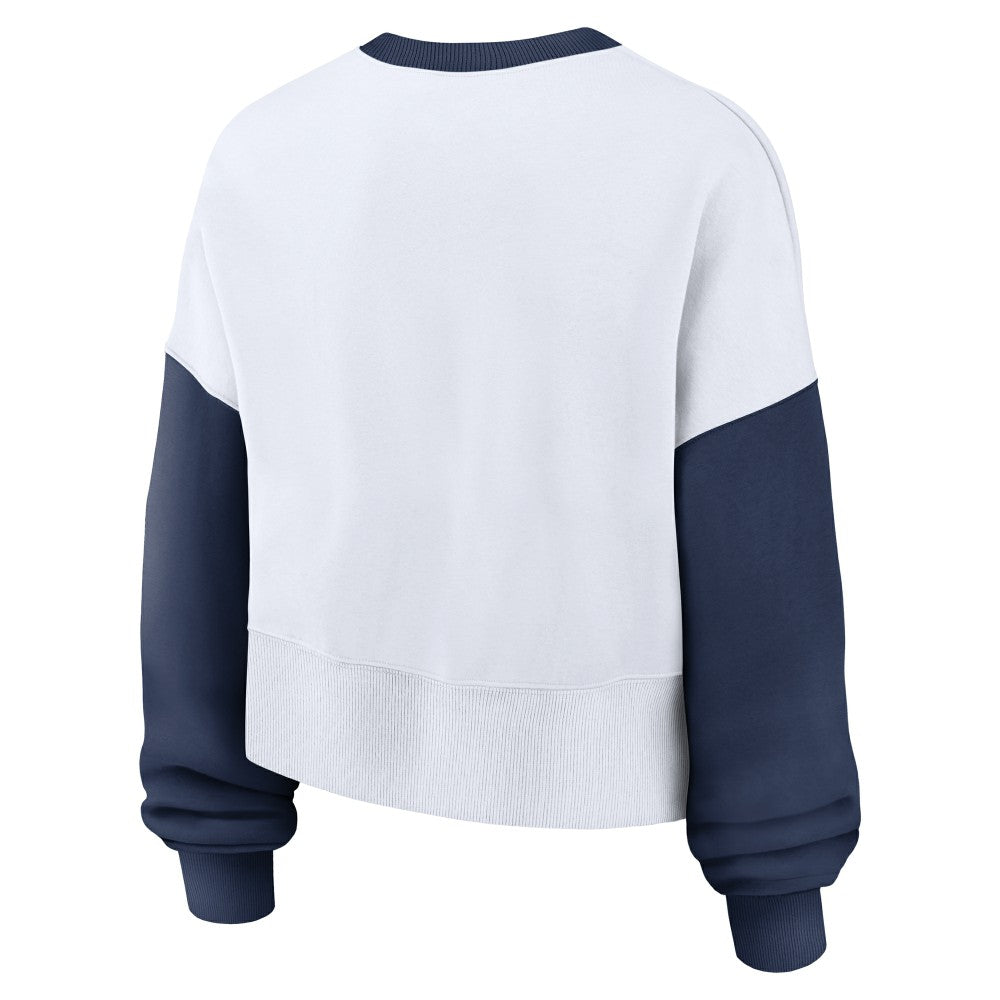 Cleveland Guardians Women's Oversized High Hip Fleece Sweatshirt White/Navy | Nike