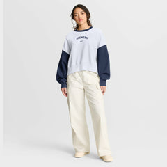 Milwaukee Brewers Women's Oversized High Hip Fleece Sweatshirt White/Navy | Nike