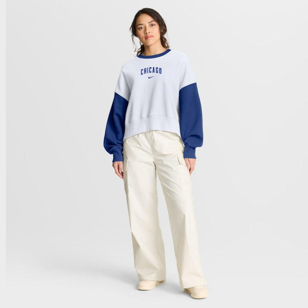 Chicago Cubs Women's Oversized High Hip Fleece Sweatshirt White/Royal | Nike