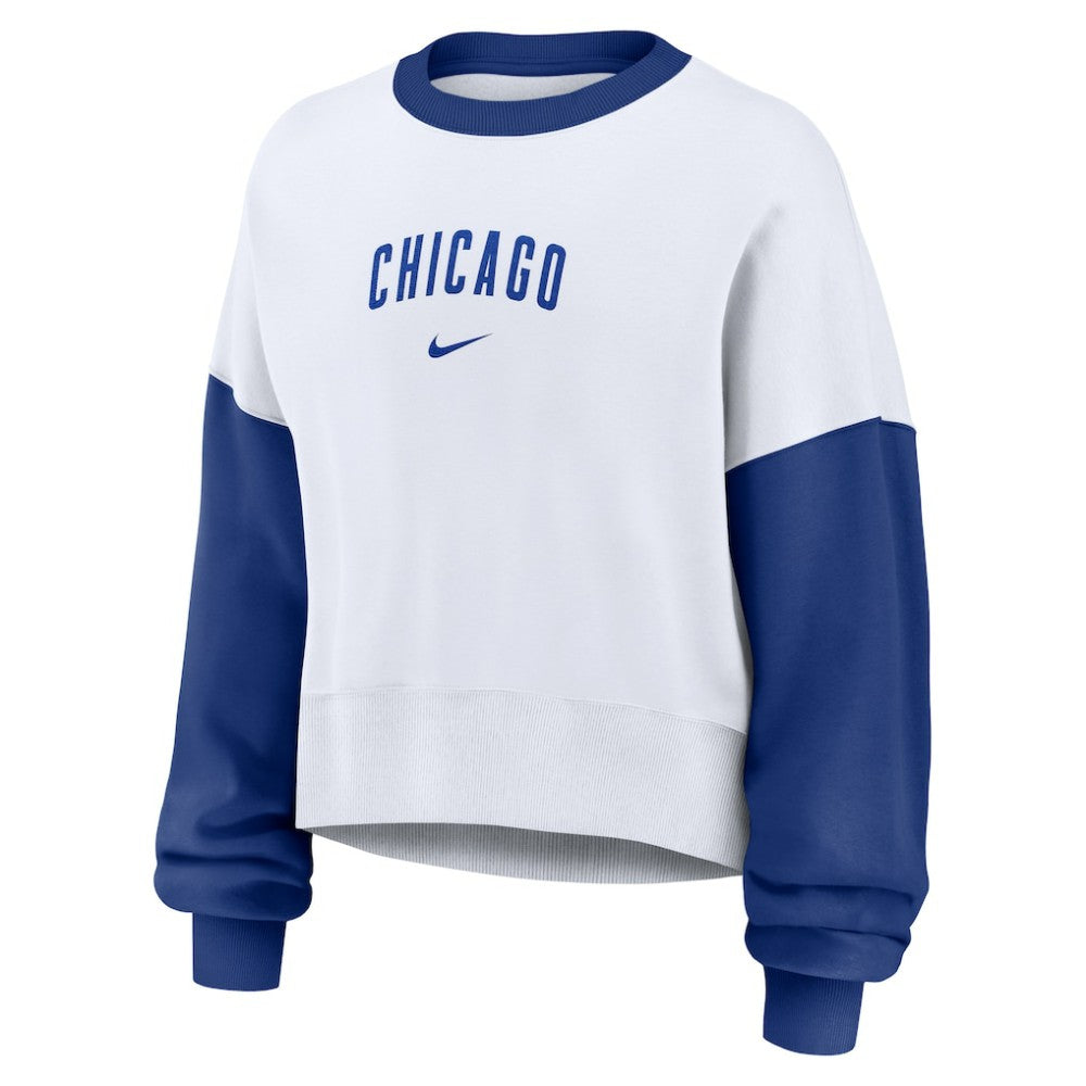 Chicago Cubs Women's Oversized High Hip Fleece Sweatshirt White/Royal | Nike