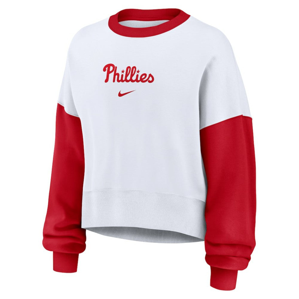 Philadelphia Phillies Women's Oversized High Hip Fleece Sweatshirt White/Red | Nike
