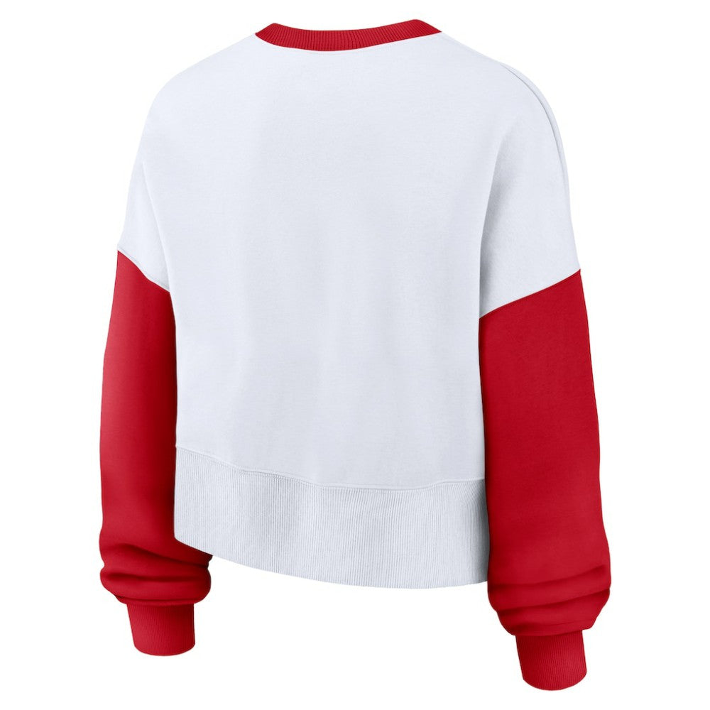 Cincinnati Reds Women's Oversized High Hip Fleece Sweatshirt White/Red | Nike