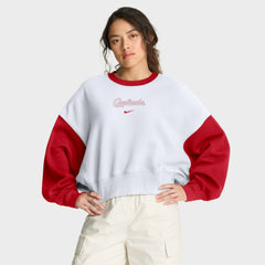St. Louis Cardinals Women's Oversized High Hip Fleece Sweatshirt White/Red | Nike